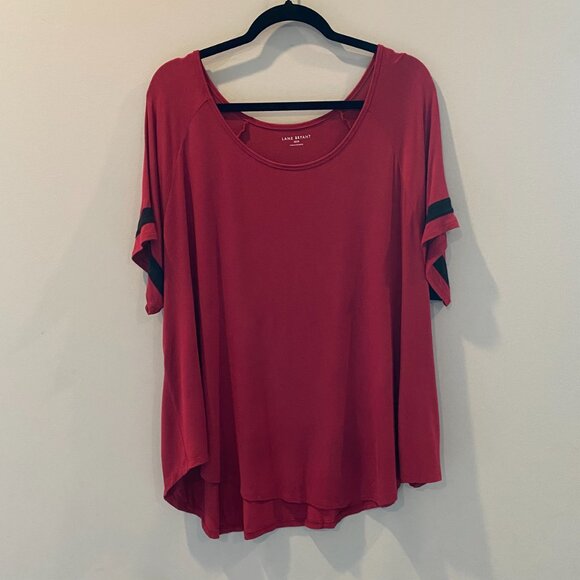 Lane Bryant Raglan Tee 3X Curved Hem TShirt Top Super Soft Knit Maroon 22 24 NEW - Picture 5 of 9